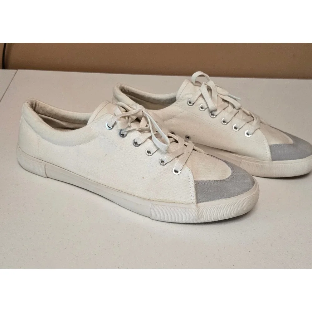 FIVE FOUR Mens White Canvas Low Top‎ Sneakers Shoes Size 11.5